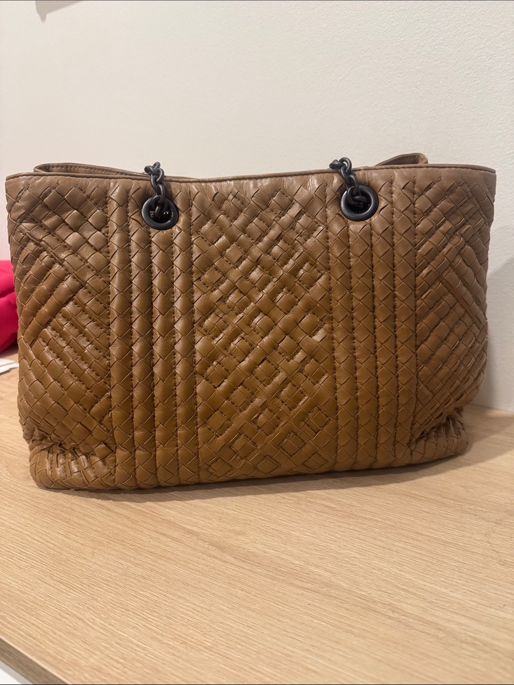 Bottega Veneta Leather Shoulder Tote in Cognac Brown dark gunmetal hardware - Picture 5 of 10
